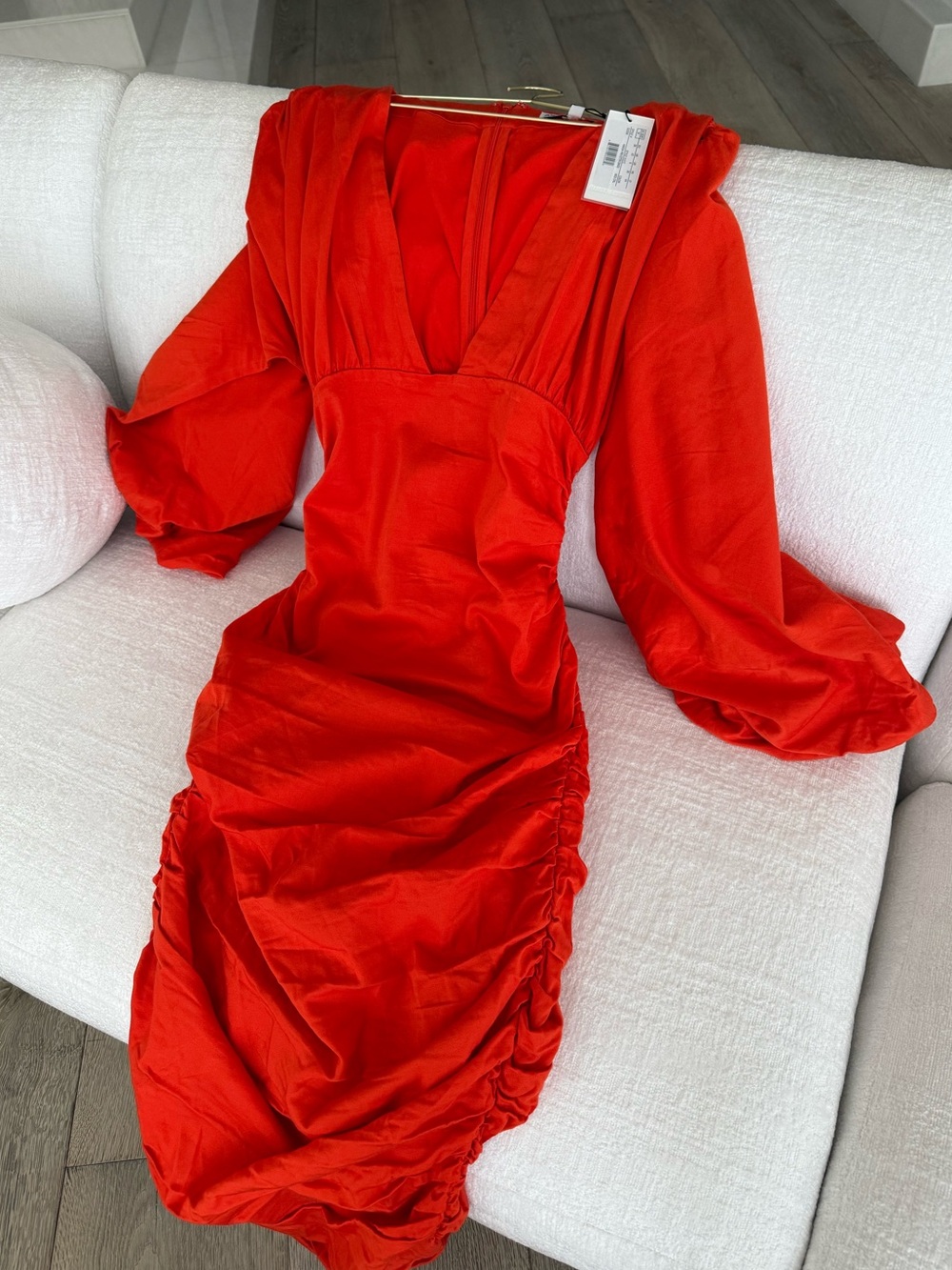 ANDREA IYAMAH Long Sleeve V-Neck Ruched Dress, can fit small-medium - Picture 4 of 16